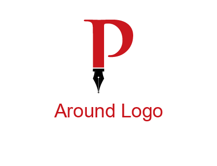 nib of a pen is placed beneath the letter p logo