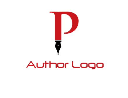 nib of a pen is placed beneath the letter p logo