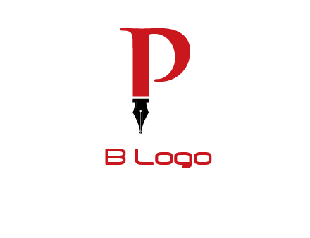 nib of a pen is placed beneath the letter p logo