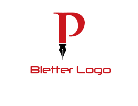 nib of a pen is placed beneath the letter p logo