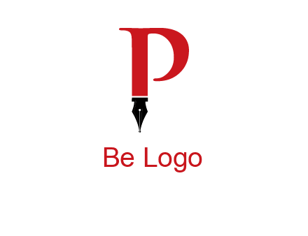 nib of a pen is placed beneath the letter p logo