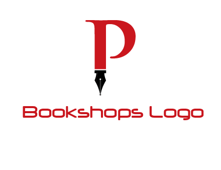 nib of a pen is placed beneath the letter p logo