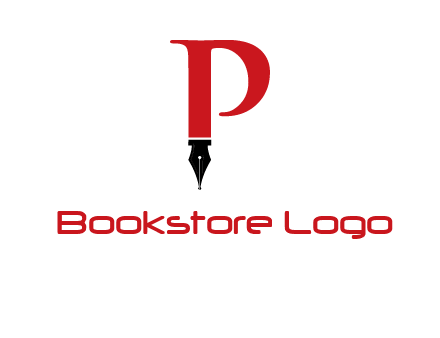 nib of a pen is placed beneath the letter p logo