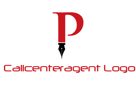 nib of a pen is placed beneath the letter p logo