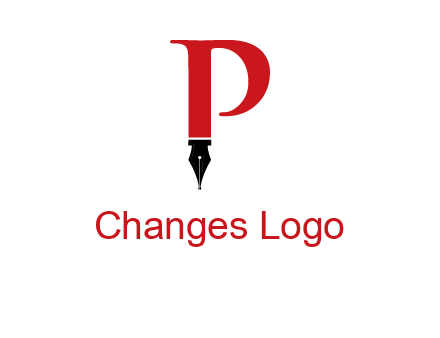 nib of a pen is placed beneath the letter p logo