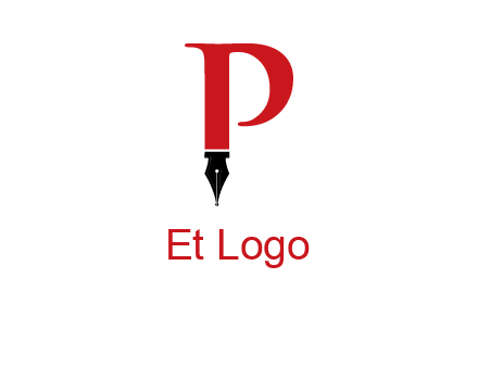 nib of a pen is placed beneath the letter p logo