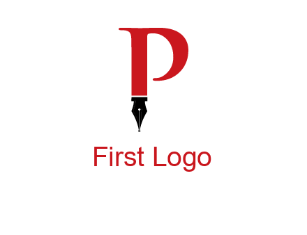 nib of a pen is placed beneath the letter p logo