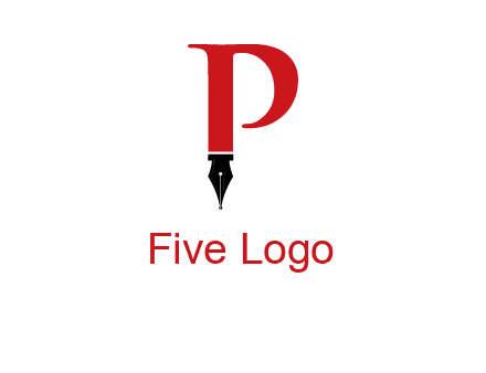 nib of a pen is placed beneath the letter p logo