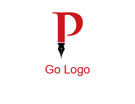 nib of a pen is placed beneath the letter p logo