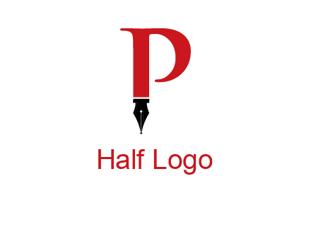 nib of a pen is placed beneath the letter p logo
