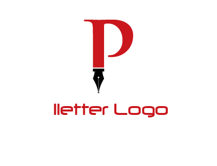 nib of a pen is placed beneath the letter p logo
