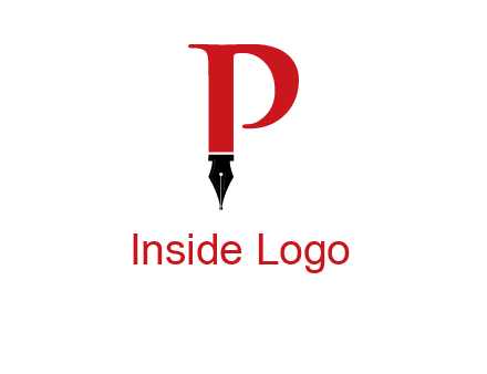 nib of a pen is placed beneath the letter p logo