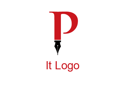 nib of a pen is placed beneath the letter p logo
