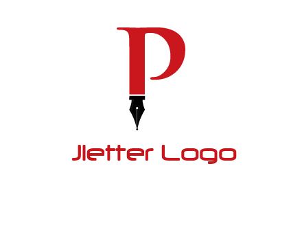 nib of a pen is placed beneath the letter p logo