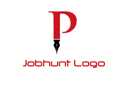 nib of a pen is placed beneath the letter p logo