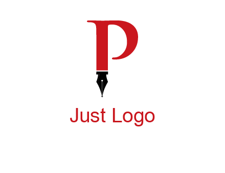 nib of a pen is placed beneath the letter p logo