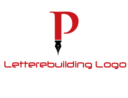 nib of a pen is placed beneath the letter p logo