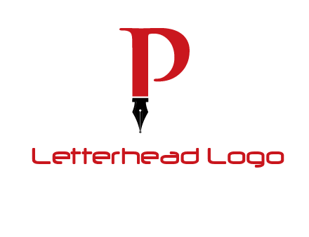 nib of a pen is placed beneath the letter p logo