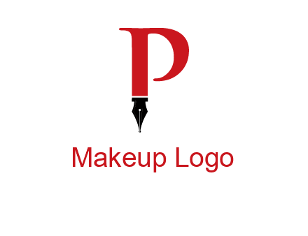 nib of a pen is placed beneath the letter p logo