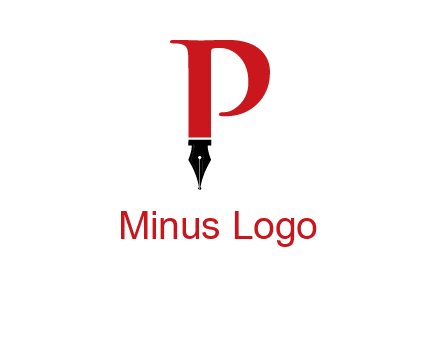 nib of a pen is placed beneath the letter p logo