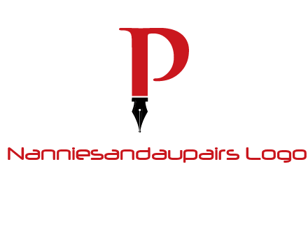 nib of a pen is placed beneath the letter p logo
