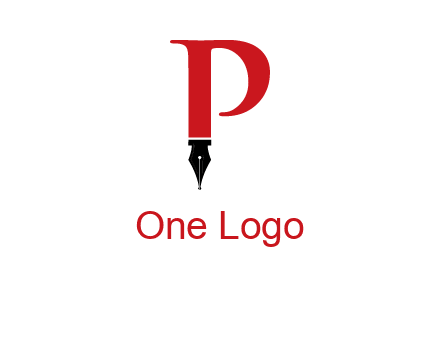 nib of a pen is placed beneath the letter p logo