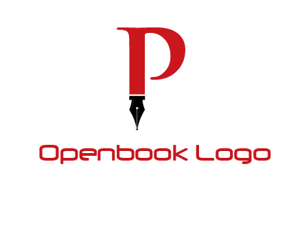 nib of a pen is placed beneath the letter p logo