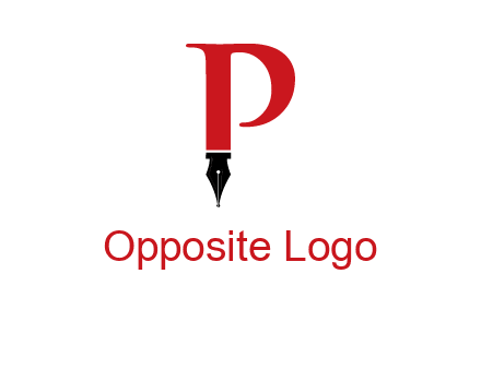 nib of a pen is placed beneath the letter p logo