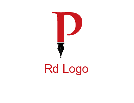 nib of a pen is placed beneath the letter p logo