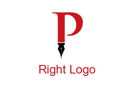 nib of a pen is placed beneath the letter p logo