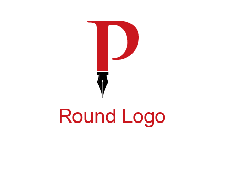 nib of a pen is placed beneath the letter p logo