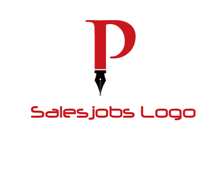 nib of a pen is placed beneath the letter p logo