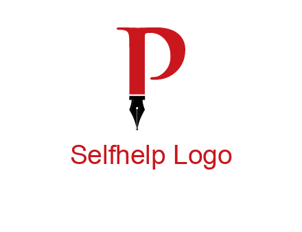 nib of a pen is placed beneath the letter p logo