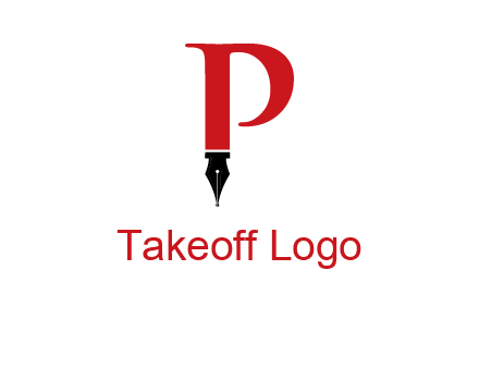 nib of a pen is placed beneath the letter p logo