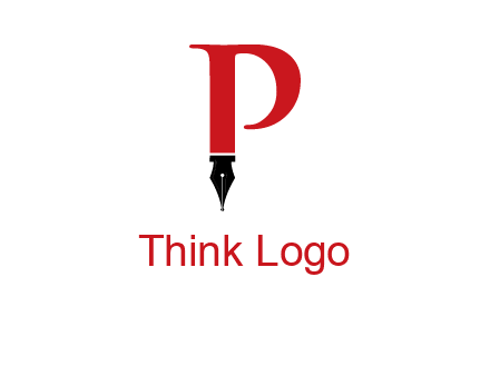 nib of a pen is placed beneath the letter p logo