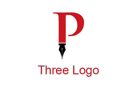 nib of a pen is placed beneath the letter p logo