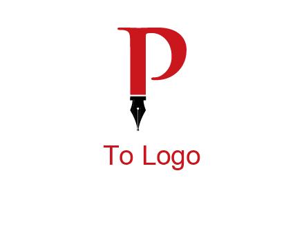 nib of a pen is placed beneath the letter p logo