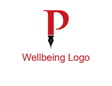 nib of a pen is placed beneath the letter p logo
