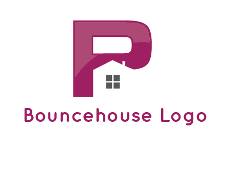 house in front of letter p logo