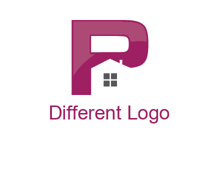 house in front of letter p logo