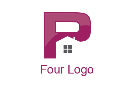 house in front of letter p logo