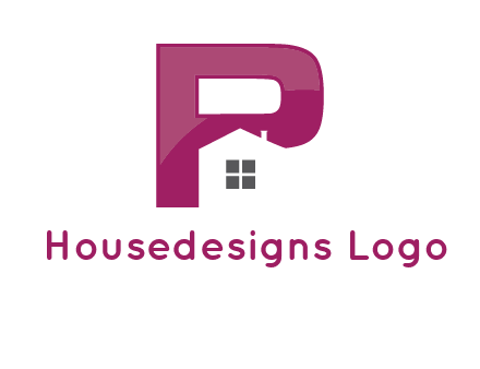 house in front of letter p logo