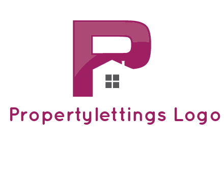 house in front of letter p logo