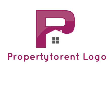 house in front of letter p logo