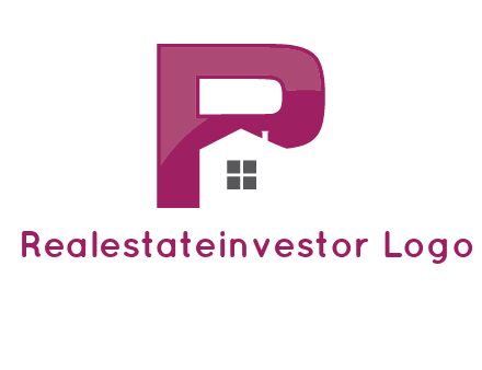 house in front of letter p logo