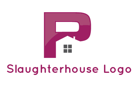 house in front of letter p logo