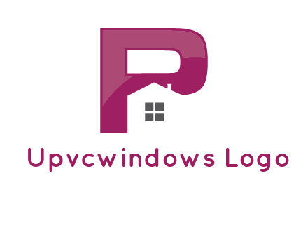 house in front of letter p logo