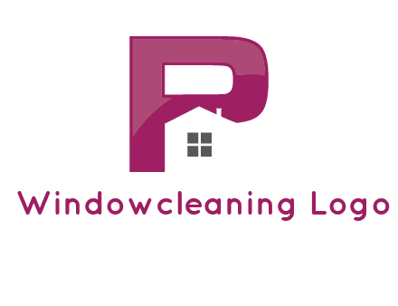 house in front of letter p logo