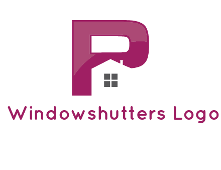 house in front of letter p logo