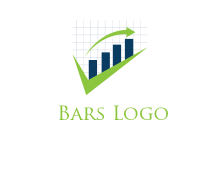Financial bars in front of graph with arrows logo